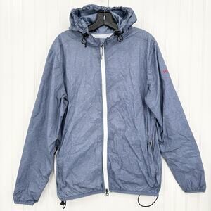 Johnnie O Jacket Mens Medium Dakota Packable Rain Windbreaker Coat Blue *Marks
